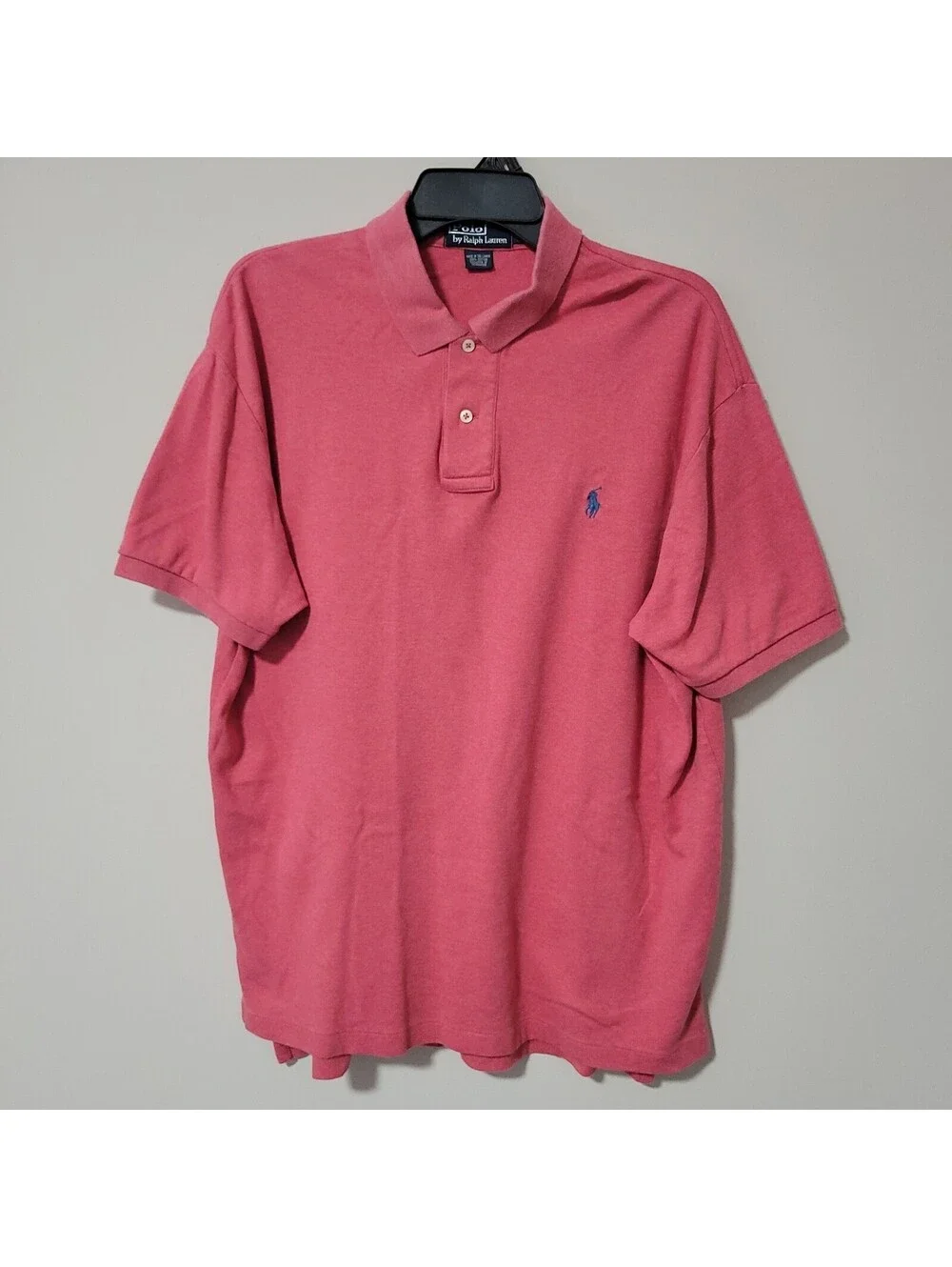Polo Ralph Lauren Polo Shirt Mens Large Salmon Pink Short Sleeve Cotton Pony